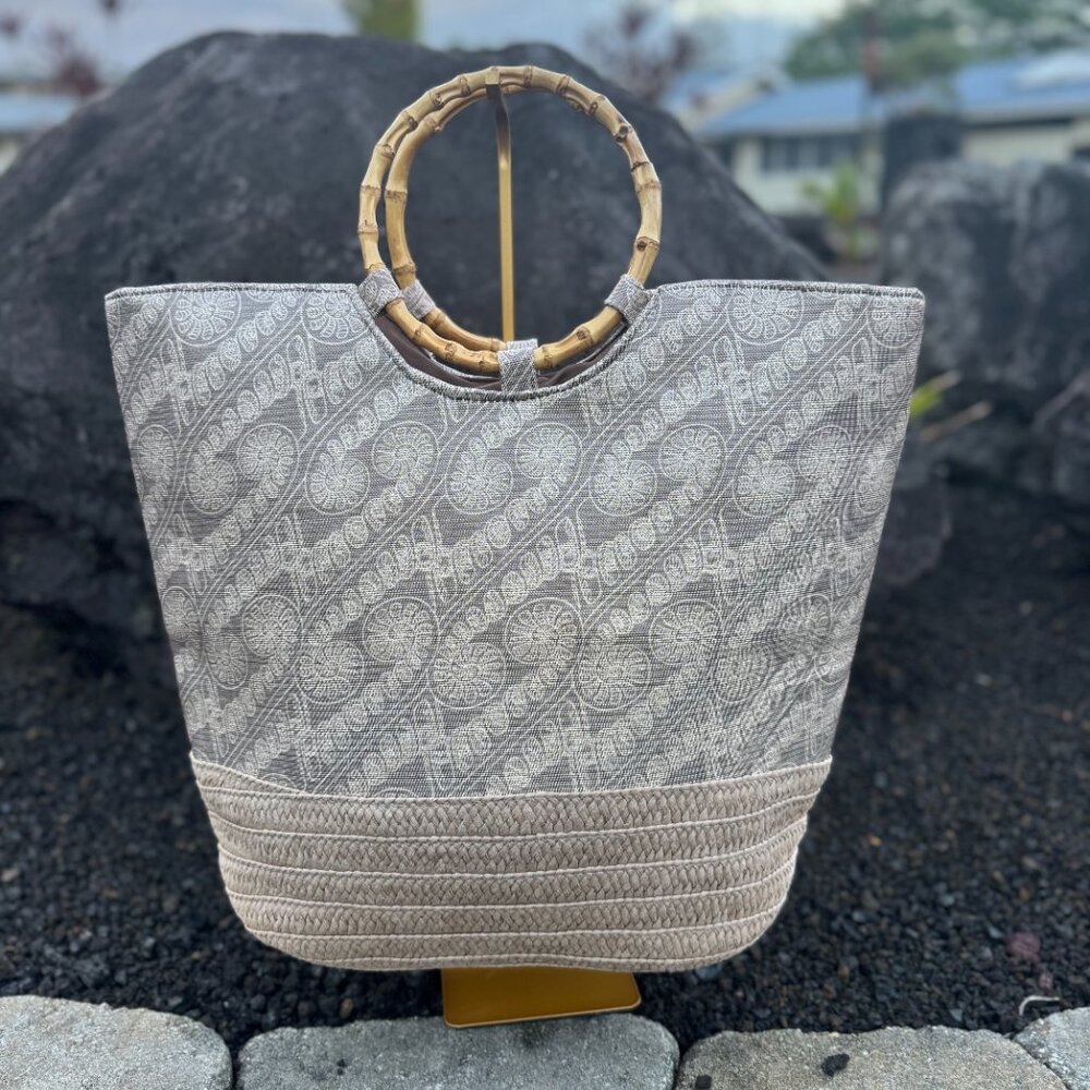 Manaola Kinolau Collection Bamboo Handle Tote Bag